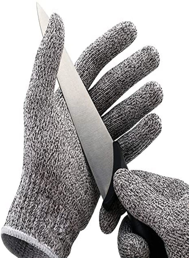 Mizzo Anti Cutting Cut Resistant Hand Safety Gloves Cut-Proof Level 5 Protection With Rubber Grade Finishing For Women Kitchen Food Vegitables, Gardening Care, Industrial (Free Size, Grey), Pack of 1 - Image 1